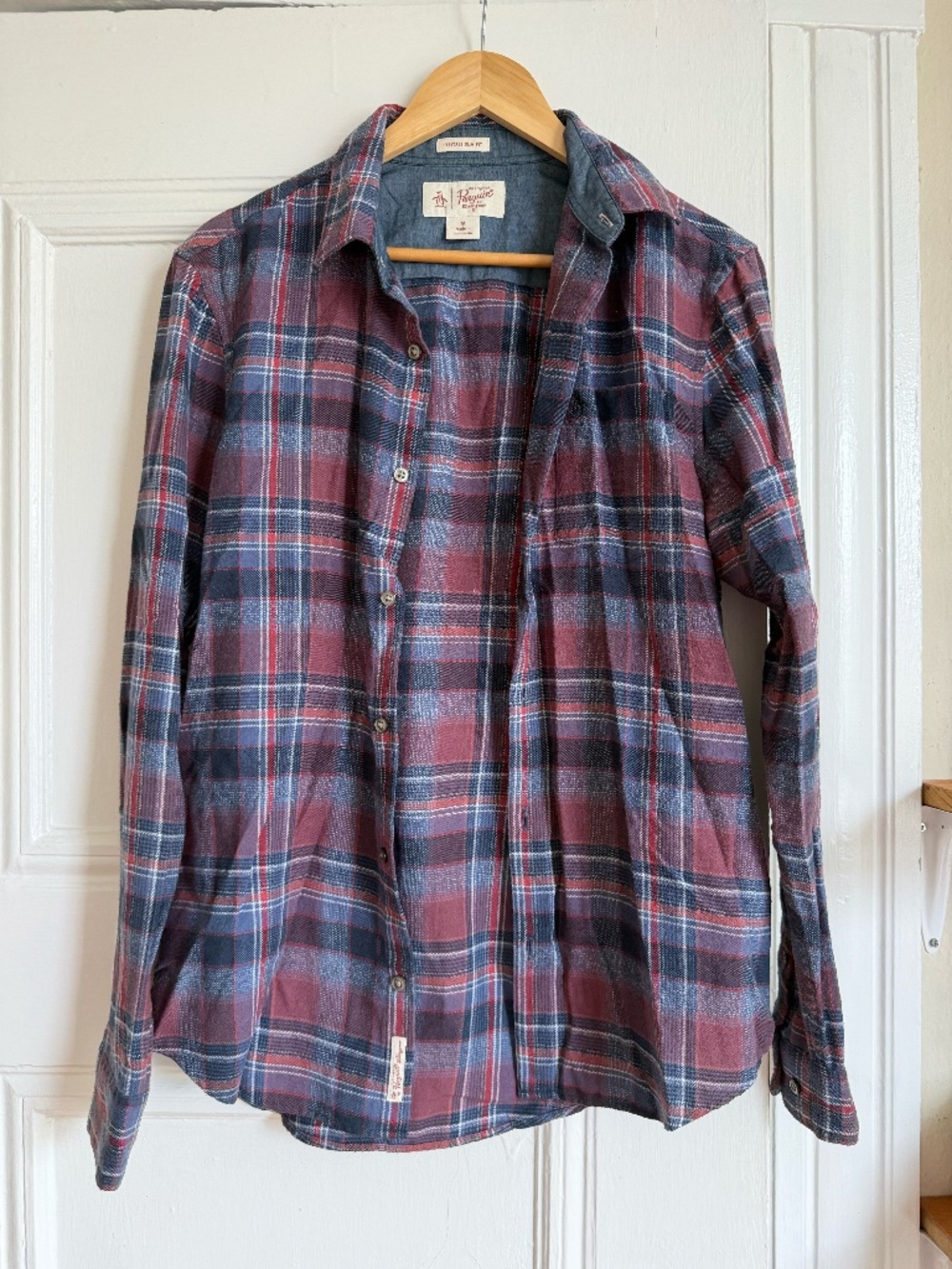 Original Penguin Men’s Plaid Flannel Long Sleeve Button-Down Shirt